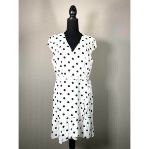 J Crew Polka Dot dress, Fit & Flare Viscose Polka Dot Ruffle Front